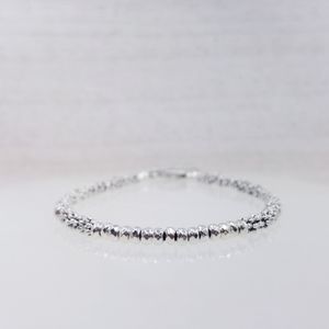 Silver Beaded Hematite Stackable Toggle Bracelet